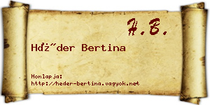 Héder Bertina névjegykártya